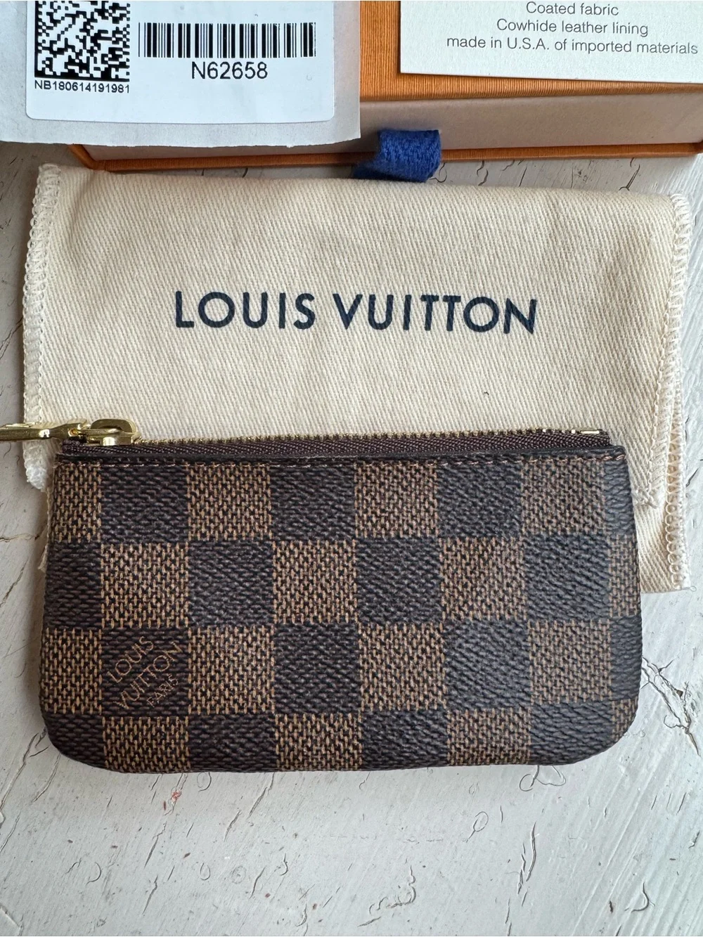Louis Vuitton Damier Ebene Cles Key Pouch Small Zip Card & Coin Pouch